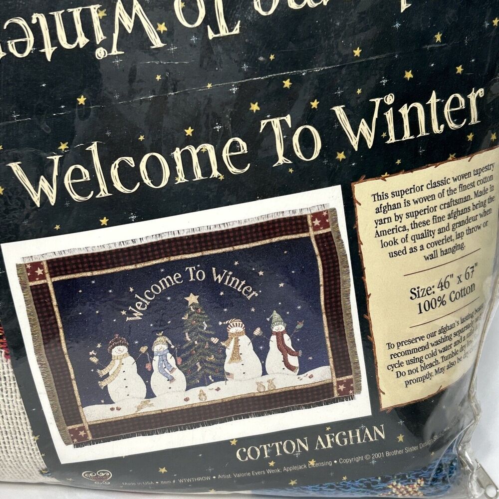 Christmas Tapestry Woven Afghan Throw Blanket Bedspread Welcome To Winter